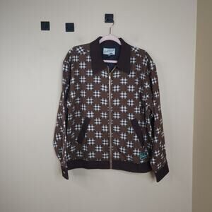 Bogey Boys Full Zip Big Brown Check Track Jacket Size M